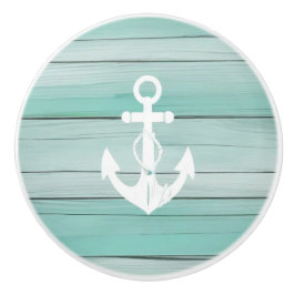Aqua Blue Anchor Imitats Holzklammer Keramikknauf