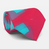 Aqua Blue and Deep Pink Artsy Tie Krawatte (Gerollt)