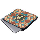 Aqua Blue and Earthy Brown Geometric with Gold OM Laptopschutzhülle (Vorne Knopf)