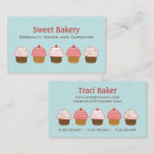 Aqua Blue and Pink Cupcake Niedlich Bäckerei Visitenkarte (Vorne/Hinten)