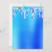 Aqua Blue and Pink Liquid Tropfen Sweet 16 Einladung (Rückseite)