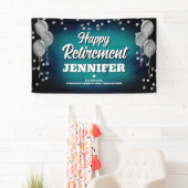 Aqua Blue and Silver Happy Retirement  Banner (Insitu)