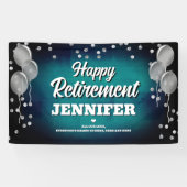 Aqua Blue and Silver Happy Retirement  Banner (Horizontal)