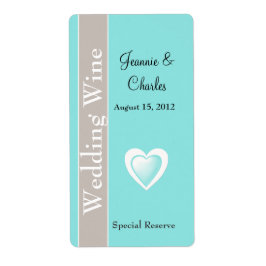 Aqua Blue and Taupe Wedding Mini Weinkarte