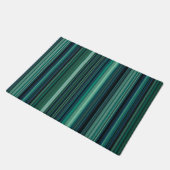 Aqua Blue and Teal Stripes Fußmatte (Schrägansicht)