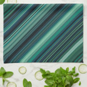 Aqua Blue and Teal Stripes Geschirrtuch (Gefaltet)