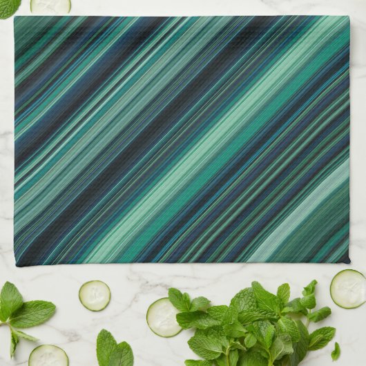 Aqua Blue and Teal Stripes Geschirrtuch (Gefaltet)