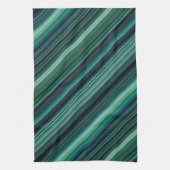 Aqua Blue and Teal Stripes Geschirrtuch (Vertikal)