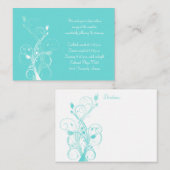 Aqua Blue and White Floral Enclosure Card Begleitkarte (Vorne/Hinten)