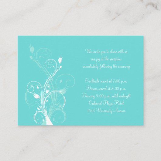 Aqua Blue and White Floral Enclosure Card Begleitkarte (Vorderseite)