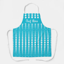 Aqua Blue and White Polka Dot Middium Apron Schürze