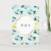 Aqua Blue and White Roses Floral muslimische Hochz Einladung (Rückseite)