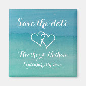 Aqua Blue Aqua Aquarell Hochzeit speichern das Dat Magnet (Vorne)