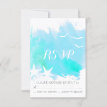 Aqua Blue Aqua Aquarell Splash, Seesternzeit RSVP
