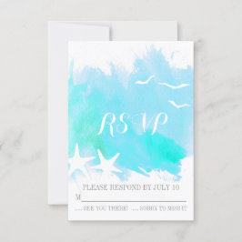Aqua Blue Aqua Aquarell Splash, Seesternzeit RSVP Karte