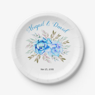Aqua Blue Aqua Blume Blumen Hochzeit Pappteller