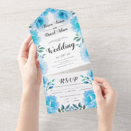 Aqua Blue Aqua Blume Hochzeit im Herbst All In One Einladung