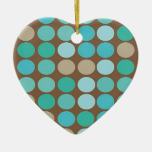 Aqua Blue Aquamarin & Braun Dots Moderne Einrichtu Keramik Ornament