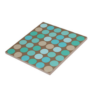 Aqua Blue Aquamarin & Braun Dots Modernes Muster Fliese