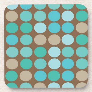 Aqua Blue Aquamarin & Brown Dots Muster Untersetze Getränkeuntersetzer