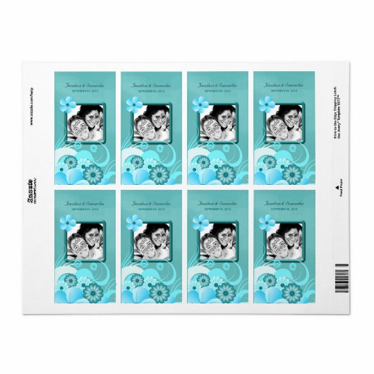 Aqua Blue Aquamarin Floral Wedding Foto Gefallen W (Vorne)