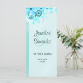 Aqua Blue Aquamarin Floral Wedding Program Vorlage (Stehend Vorderseite)