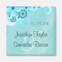 Aqua Blue Aquamarin florale Save the Date Kühlschr