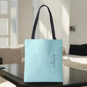 Aqua Blue Aquamarin Girly Script Monogram Modern Tasche