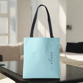Aqua Blue Aquamarin Girly Script Monogram Modern Tasche