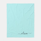 Aqua Blue Aquamarin Girly Script Monogram Name Mod Fleecedecke (Vorderseite)