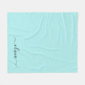 Aqua Blue Aquamarin Girly Script Monogram Name Mod Fleecedecke (Vorderseite (Horizontal))