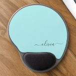 Aqua Blue Aquamarin Girly Script Monogram Name Mod Gel Mousepad<br><div class="desc">Aqua Blue Aquamarin Monogram Add your own name Mousepad (Mouse Pad). Das macht den perfekten 16 Geburtstag,  Hochzeit,  Brautparty,  Jubiläum,  Babydusche oder Junggeselinnen-Abschied Geschenk für jemanden,  der Lieben glamourösen Luxus und schicke Stile.</div>