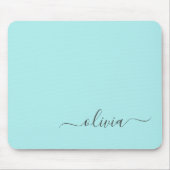 Aqua Blue Aquamarin Girly Script Monogram Name Mod Mousepad (Vorne)