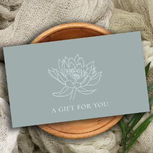 AQUA BLUE AQUAMARIN GOLD LOTUS FLORAL GIFT CERTIFI VISITENKARTE