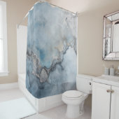 Aqua Blue Aquamarin Grau Beige Abstrakte Wohngesta Duschvorhang (Beispiel)