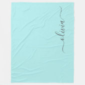 Aqua Blue Aquamarin Modern Script Monogram Name Fleecedecke (Vorderseite)