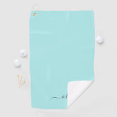 Aqua Blue Aquamarin Modern Script Monogram Name Golfhandtuch (Insitu)
