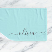 Aqua Blue Aquamarin Modern Script Monogram Name Handtuch