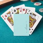 Aqua Blue Aquamarin Modern Script Monogram Name Spielkarten<br><div class="desc">Aqua Blue Aquamarin Simple Script Monogram Name Playing Cards. Das macht den perfekten 16 Geburtstag,  Hochzeit,  Brautparty,  Jubiläum,  Babydusche oder Junggeselinnen-Abschied Geschenk für jemanden,  der Lieben glamourösen Luxus und schicke Stile.</div>