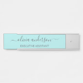 Aqua Blue Aquamarin Modern Script Monogram Name Türschild (Vorderseite )