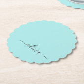 Aqua Blue Aquamarin Modern Script Monogram Name Untersetzer (angewinkelt)
