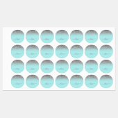 Aqua Blue Aquamarin Silver Glitzer Monogram Etiketten (Blatt)