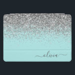 Aqua Blue Aquamarin Silver Glitzer Monogram iPad Pro Cover<br><div class="desc">Aqua Blue - Aquamariner und Silver Sparkle Glitzer Script Monogram Name Laptop Case. Das macht den perfekten 16 Geburtstag,  Hochzeit,  Brautparty,  Jubiläum,  Babydusche oder Junggeselinnen-Abschied Geschenk für jemanden,  der Lieben glamourösen Luxus und schicke Stile.</div>