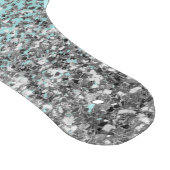 Aqua Blue Aquamarin Silver Glitzer Monogram Schneidebrett (Ecke)