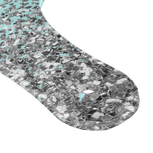 Aqua Blue Aquamarin Silver Glitzer Monogram Schneidebrett (Ecke)