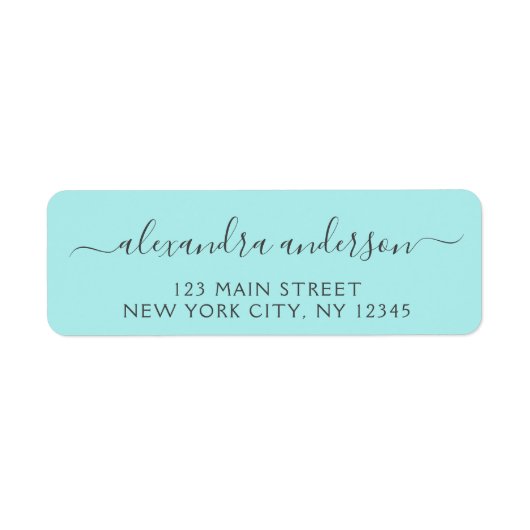 Aqua Blue Aquamarin Silver Script Typografy Weddin (Vorne)