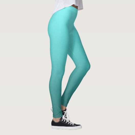 Aqua Blue Aquamarin Türkis Dipped Ombre Leggings (Rechts)
