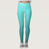 Aqua Blue Aquamarin Türkis Dipped Ombre Leggings (Vorderseite)