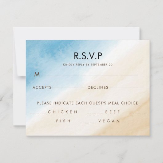 Aqua Blue auf dem Meer Hochzeit RSVP Karte (Vorderseite)