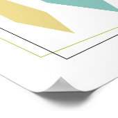 Aqua Blue Avocado Green Yellow Funky Diamonds Poster (Ecke)